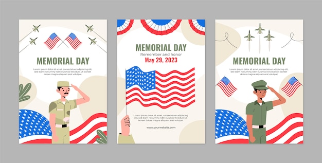 Greeting cards collection for us memorial day celebration