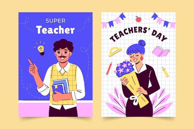 Free vector greeting cards collection for world teacher's day