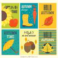 Free vector greeting cards with autumnal items