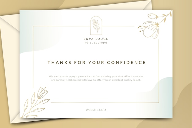 Greeting hotel card with lineal flowers