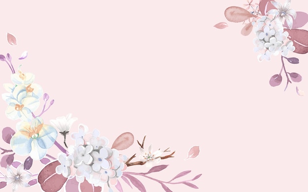ピンクと花のテーマのグリーティングカード