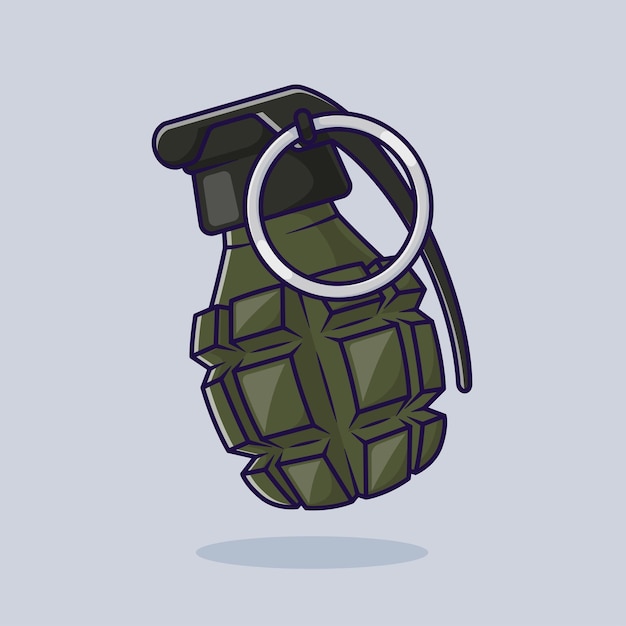 Grenade bomb cartoon vector icon illustration weapon object icon concept isolated flat vector