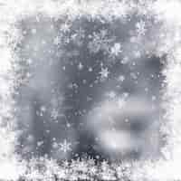 Free vector grey blurred background with snowflakes frame