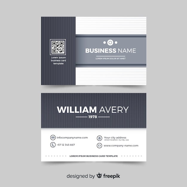 Free vector grey business card template in abstract style