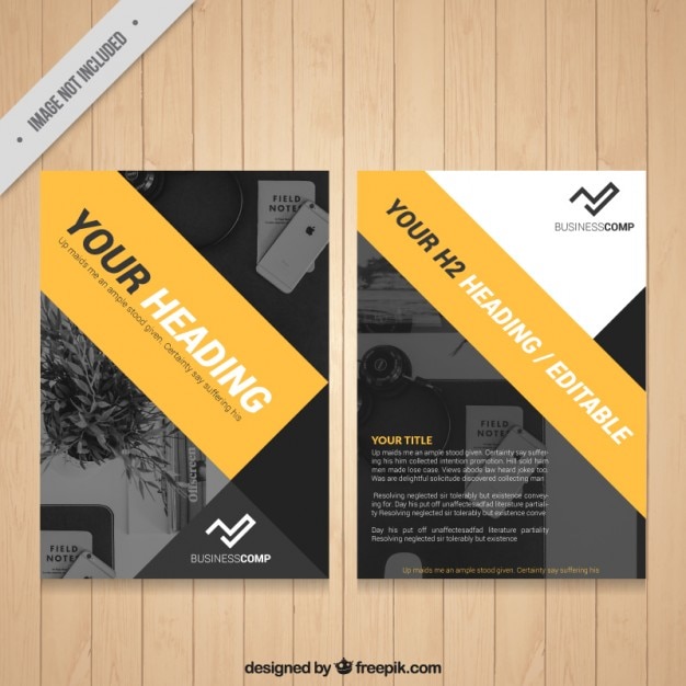 Grey business flyer with yellow a stripe