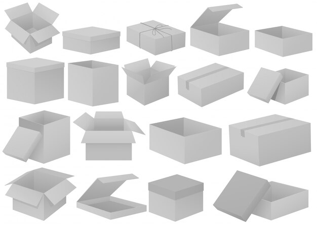 Grey cardboard boxes