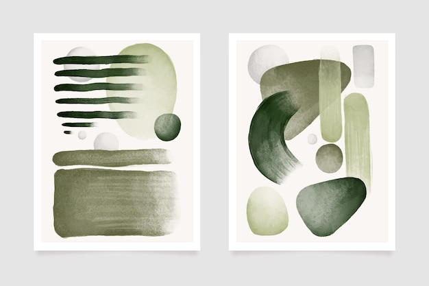 Free vector grey and green abstract watercolor cover template