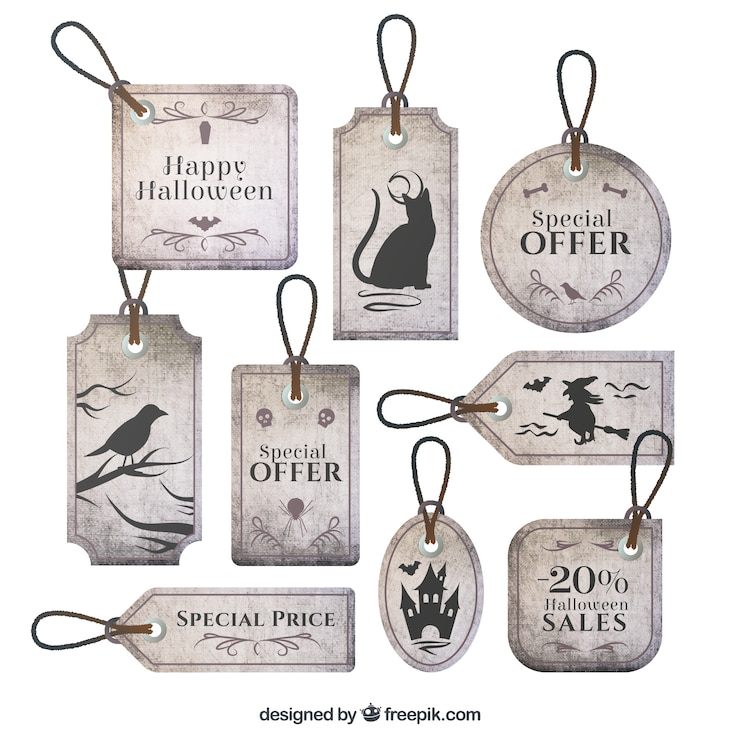 Free Vector grey halloween labels