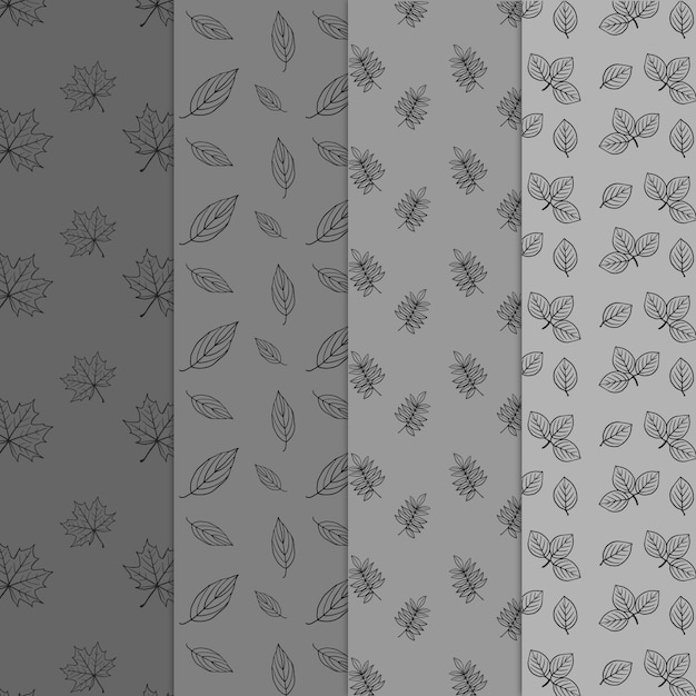 Grey leaves pattern background collection