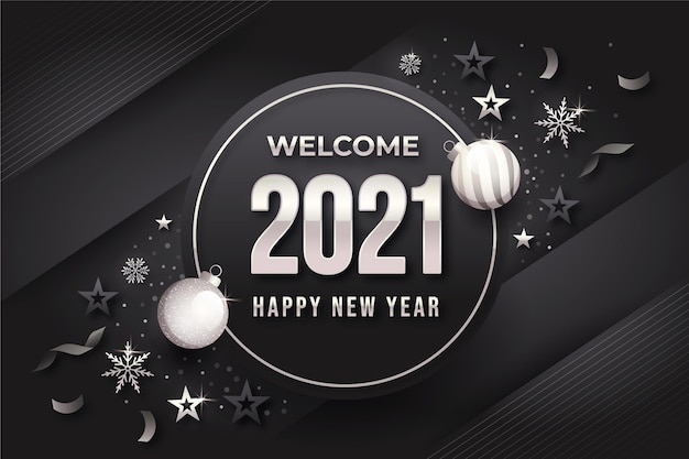 Grey new year background with silver elements