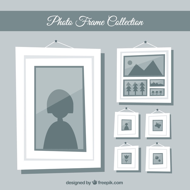 Free vector grey photo frame collection