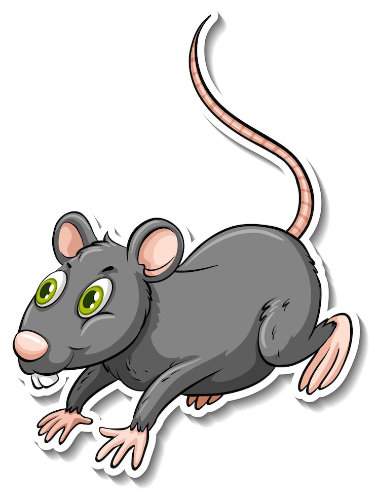 Free Vector a grey rat animal cartoon sticker