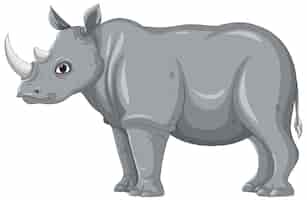 Free vector grey rhinoceros isolated on white background