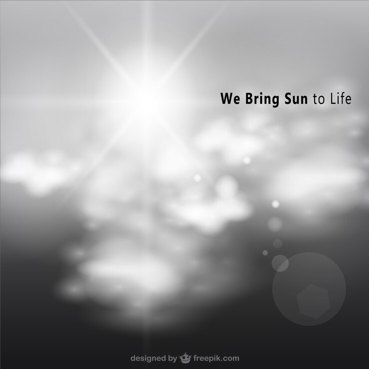 Free Vector grey sky with clouds and sun