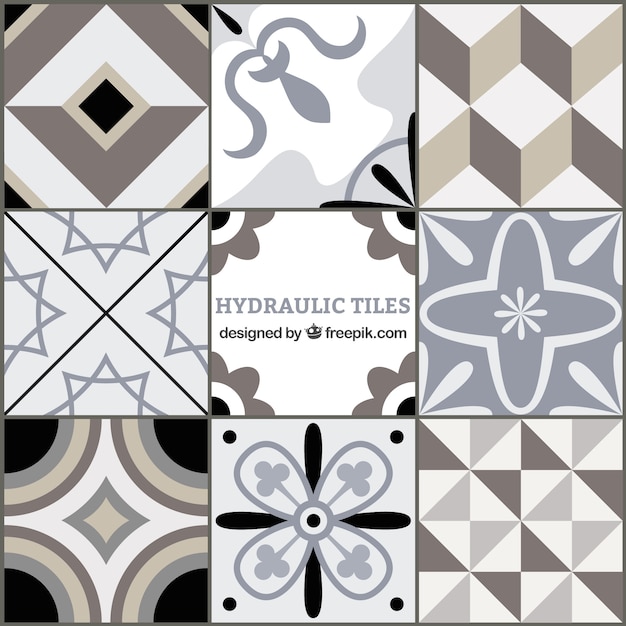 Grey tones geometric tiles 