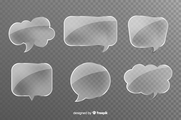 Free vector grey transparent glass shapes for chat bubbles