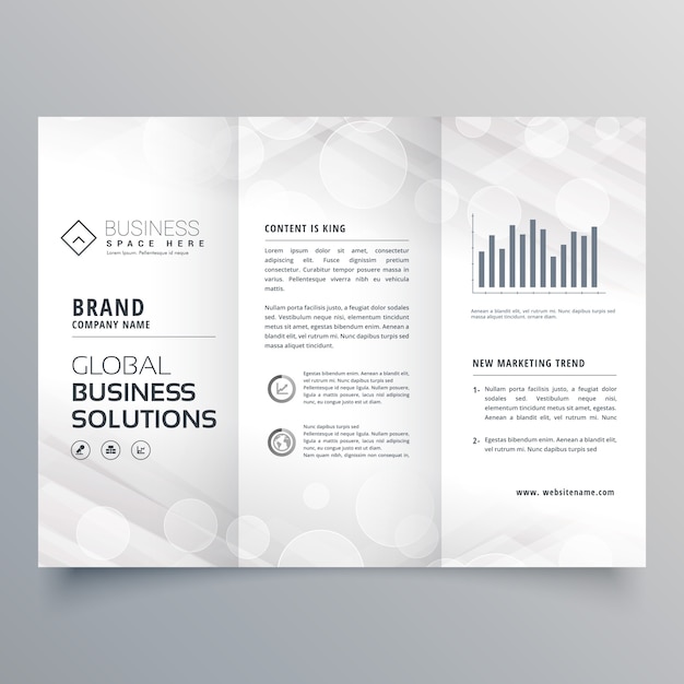 Free vector grey trifold business brochure template