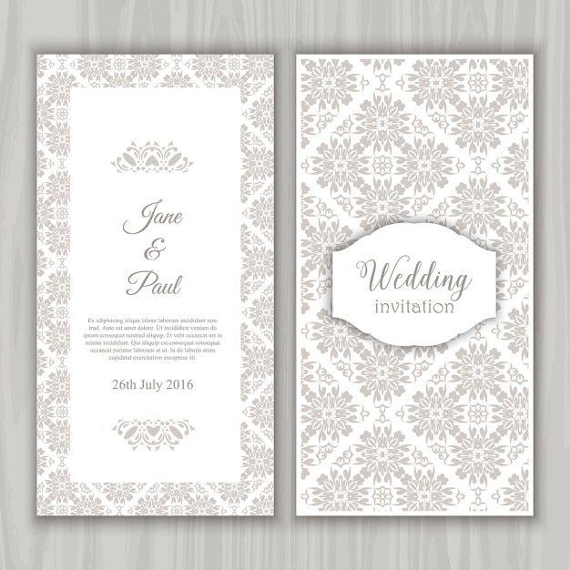 Free vector grey vintage wedding invitation