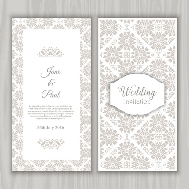 Free vector grey vintage wedding invitation