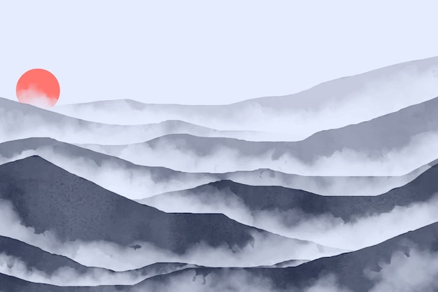 Grey watercolor mountains background