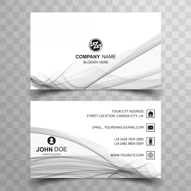 Grey wavy modern business card