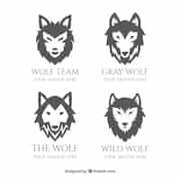 Free vector greyscale flat design wolf logo collectio