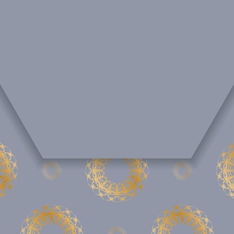 Greyscale postcard with luxurious gold pattern prepared for typography.