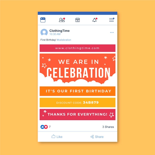 Free vector grid birthday facebook post template