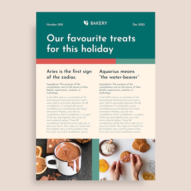 Grid duotone holiday season bakery digital newsletter