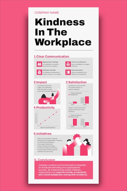 Grid flat kindness in the workplace infographic template