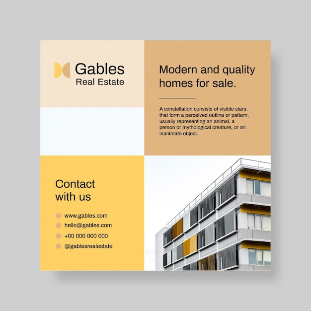 Free vector grid gables real estate instagram post template