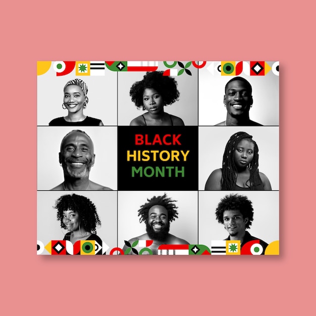 Grid geometric forms black history month photo collage