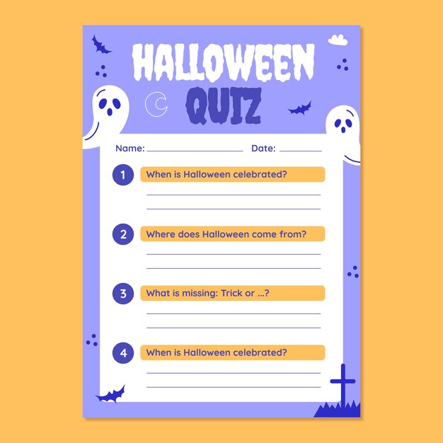 Grid hand drawn children halloween quiz worksheet