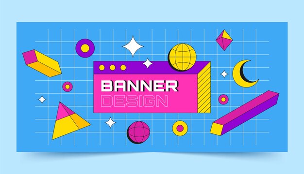 Free vector grid horizontal banner template