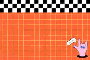 Free vector grid pattern background, orange funky design with hand doodle vector