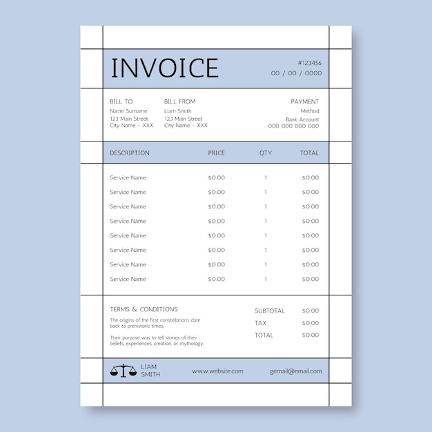 Grid simple liam smith lawyer invoice