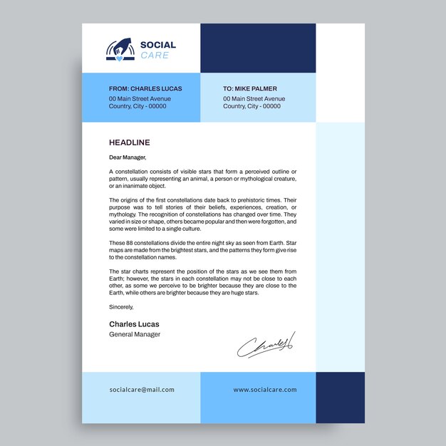 Grid social care non-profit organization letterhead template temp