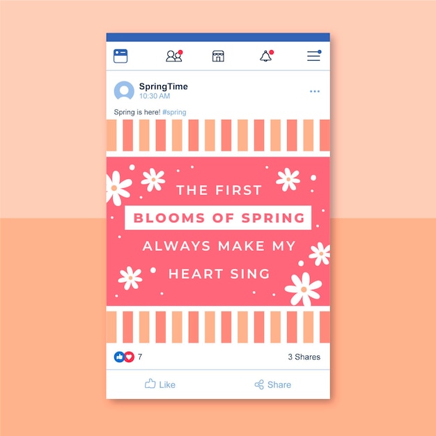 Free vector grid spring facebook post template