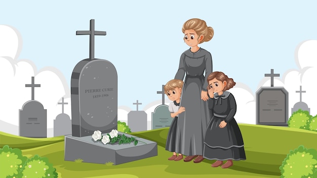 Free vector grieving mother and daughters in reconstructionera attire