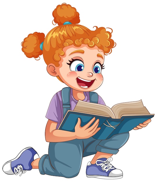 Free vector gril reading a book