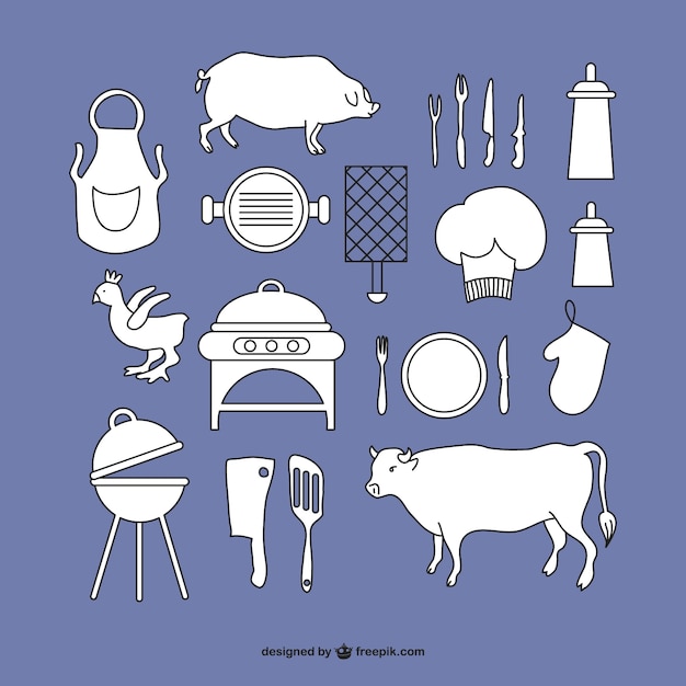 Free vector grill graphic elements set