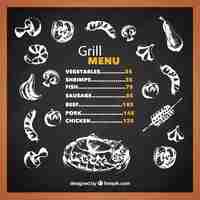 Free vector grill menu in blackboard