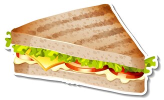 Grilled sandwich sticker on white background