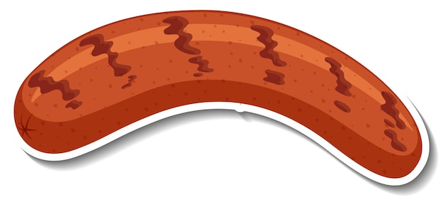 Наклейка жареная колбаса на белом