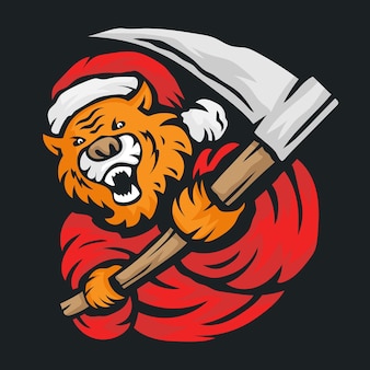 Grim reaper tiger with santa claus costume christmas and happy new year celebrat