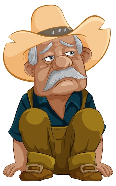 Grizzled cowboy in thoughtful pose