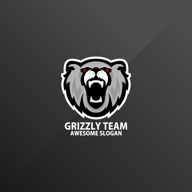 Vettore gratuito mascotte del logo del design arrabbiato grizzly