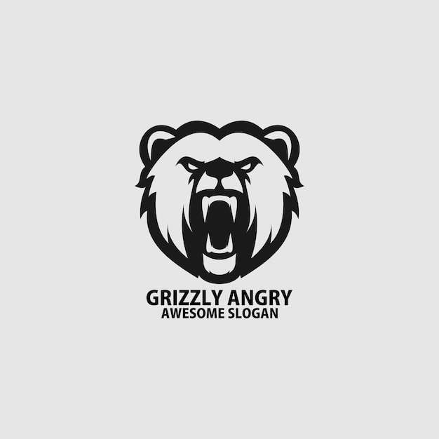 Mascotte del logo del design arrabbiato grizzly