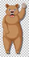 Vettore gratuito personaggio dei cartoni animati dell'orso grizzly isolato