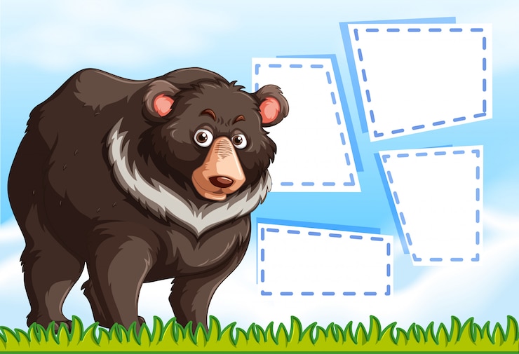 Free Vector grizzly bear on note template